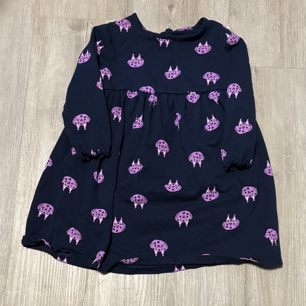 Little Earth Navy and Pink Monster Kids Casual Dress